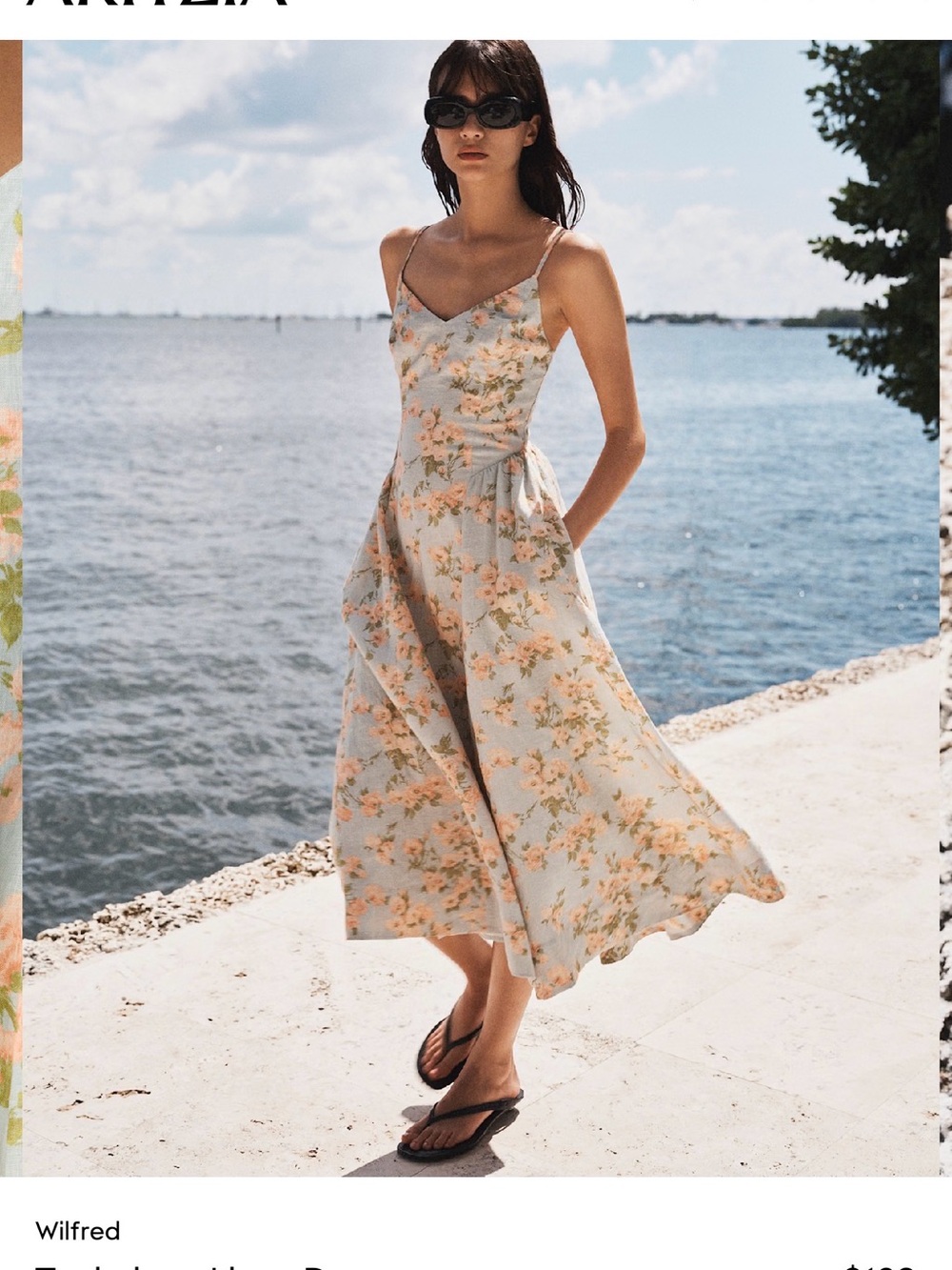 Wilfred Light Blue Floral Slip Midi Dress